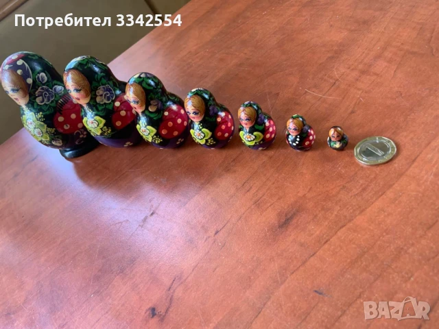 МАТРЬОШКА МАТРЬОШКИ КУКЛА ДЪРВО СТАРИННА-7 БРОЯ, снимка 4 - Други ценни предмети - 50504513