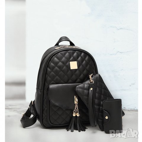 Сет от 3 части Selma Black - раница, висящо портмоне и визитник, снимка 2 - Чанти - 33224629