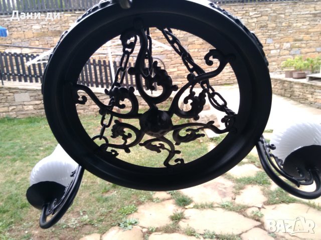 Ретро полилей абажур ковано желязо , снимка 8 - Лампи за таван - 42960541