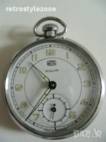 № 8055 стар джобен часовник - UMF RUHLA REGULAR   - механичен  - работещ , снимка 2 - Антикварни и старинни предмети - 50336177