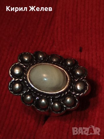 ДЪЛБОКО ПОСРЕБРЕН АРТ ДЕКО СКЪПОЦЕНЕН МЕДЕН ПРЪСТЕН с ПОЛИРАН БЯЛ АХАТ 38911, снимка 17 - Пръстени - 36411245