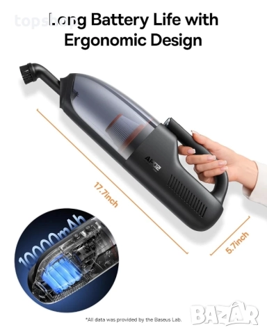 Чисто нова ръчна прахосмукачка Baseus AP02, безжична, 160 W, LED осветление, батерия 10000 mAh, снимка 5 - Други стоки за дома - 51572436