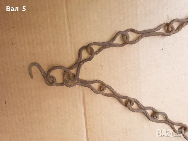 Стара верига за огнище от ковано желязо , здрава, снимка 2 - Антикварни и старинни предмети - 50327299