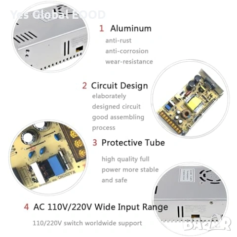 Импулсно захранване 36V 10A 360W за LED ленти, снимка 9 - Друга електроника - 53233811