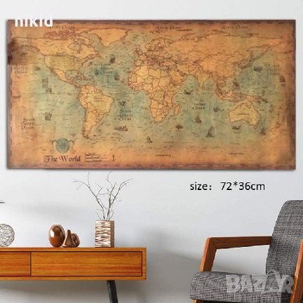 Световна Карта на света на морета постер картина за стена, снимка 2 - Други - 26668969