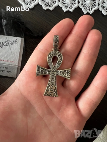Мъжки сребърен медальон Анкх, снимка 3 - Колиета, медальони, синджири - 51581458