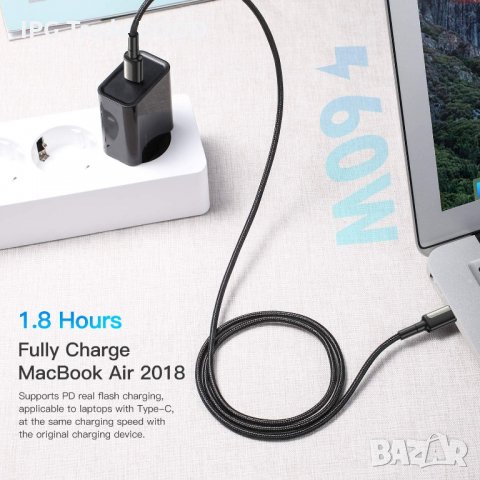 Кабел USB C към USB C 60W PD/QC3.0 20V/3A - бързо зареждане , снимка 7 - USB кабели - 28765396