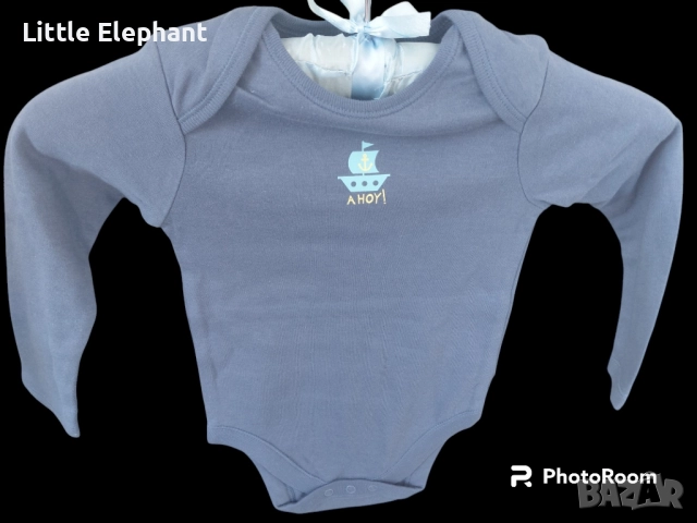 Боди с дълъг ръкав за 12-18 мес момченце лодка"Ahoy",Англия/ново