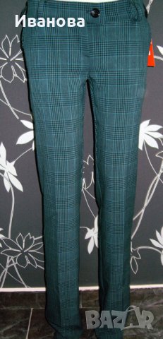 Панталон тип цигара. Каре. Зелено и черно , снимка 6 - Панталони - 43259004