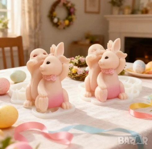Молд влюбени зайчета, снимка 4 - Форми - 48617157