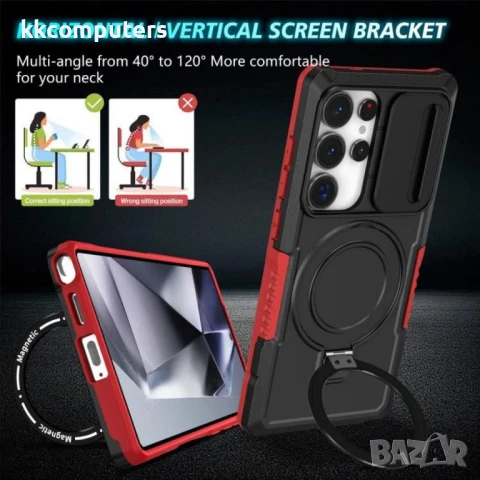 Samsung Galaxy S25 Ultra Удароустойчив Ring Holder MagSafe/ PC + TPU Калъф и Протектор, снимка 8 - Калъфи, кейсове - 51427157