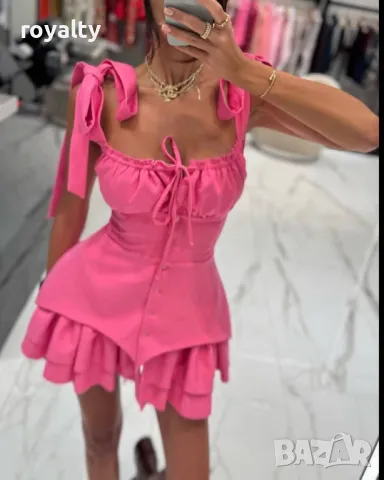 Стилна розова дамска рокля , снимка 11 - Рокли - 50413949