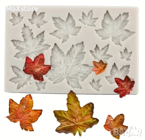 Клен кленови листа Силиконов молд форма за гипс смола фондан за декорация на торта 
