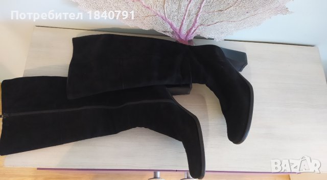 BALLY Folaga ботуши – черни, велур, до коляното №40, снимка 9 - Дамски ботуши - 38148973