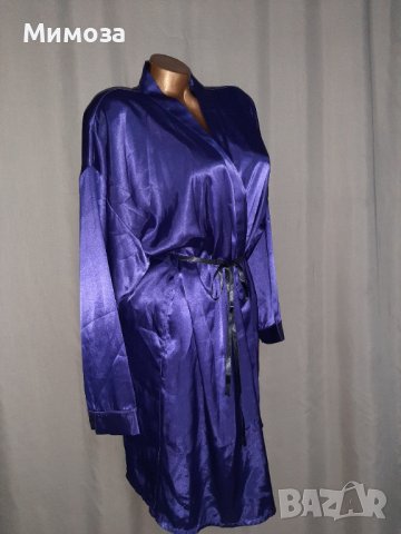 Fuliette M Сатенен лилав халат с дълъг ръкав , снимка 2 - Нощници - 38365419