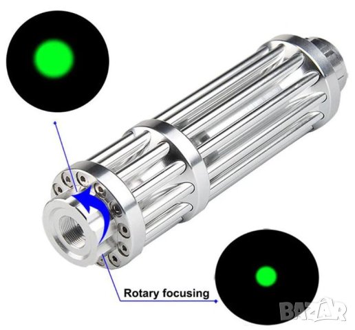 Супер Мощен Лазер Акумулаторен Лазер Високоенергиен Лазер 5000mW Военен Лазер 10 Километра Зелен Лъч, снимка 7 - Оборудване и аксесоари за оръжия - 43309354