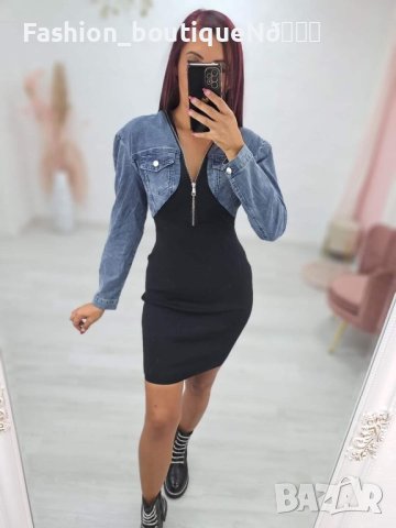 Рокля памучен рипс и деним  , снимка 1