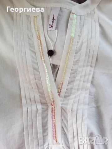 Памучна бяла туника с пайети , снимка 1