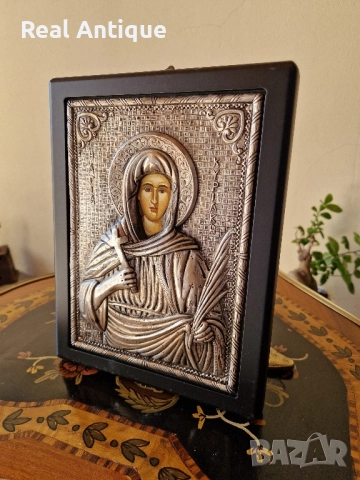 Чудесна антикварна сребърна икона със сертификат и маркировка , снимка 4 - Антикварни и старинни предмети - 51686734