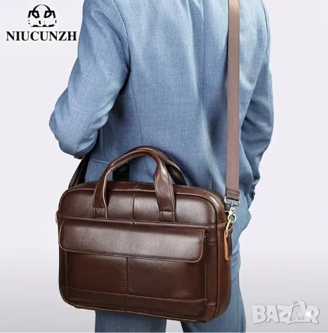 Елегантно/Ежедневна, Бизнес мъжка чанта (куфарче за лаптоп 15”) Естествена кожа!, снимка 8 - Чанти - 49280799