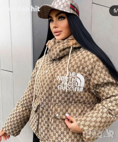 The North Face Gucci Дамско Бежово Зимно Яке Дъ Норт Фейс Гучи Код P1514, снимка 6 - Якета - 52339067