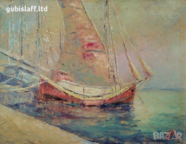 Картина, лодки, море, худ. Н. Селиванов, 1970 г., снимка 2 - Картини - 44012628