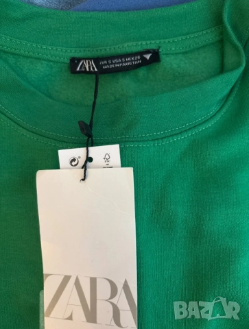 Зелен суичър без качулка от Zara, снимка 3 - Суичъри - 52282620