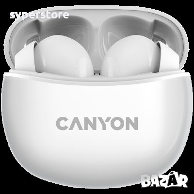 Безжични слушалки тапи, CANYON TWS-5, Бял, SS301543