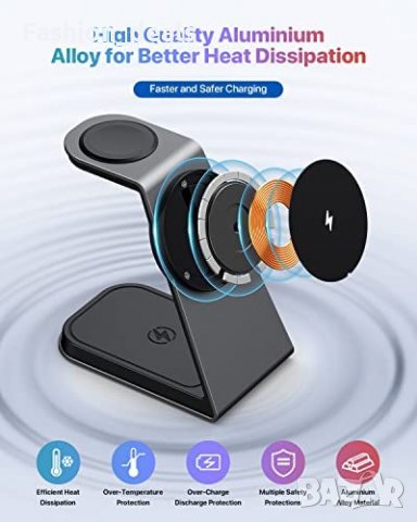 3 в 1 Нова стойка зарядно за телефон слушалки часовник Магнитна станция iPhone iWatch, снимка 4 - Селфи стикове, аксесоари - 40100450