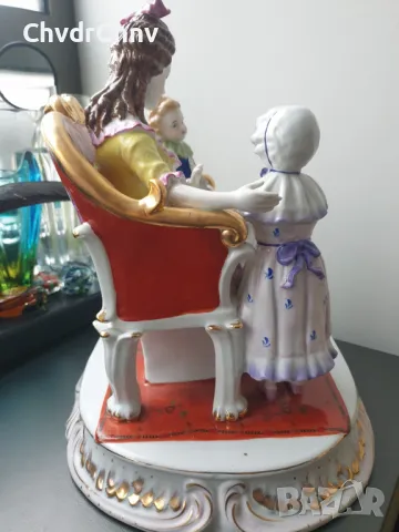 Барокова статуетка 36см-8кг/голяма стара немска порцеланова фигура-композиция/майка с деца, снимка 4 - Статуетки - 48197657
