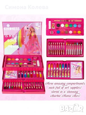 ✨Детски рисувателен комплект в триетажно куфарче Barbiе, снимка 9 - Рисуване и оцветяване - 38607542