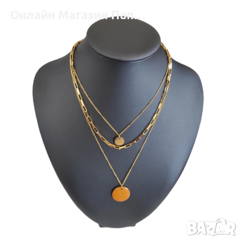 DIEYURO 3-в-1 дамско колие Неръждаема стомана 316L (медицинска) със златно 18K покритие