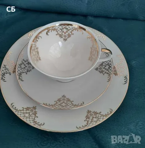 Френска сувенирна бутилка с мини чашки и троен сет от костен порцелан, снимка 10 - Декорация за дома - 48939817