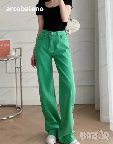 Дамски улични широки дънки с висока талия и прави крачоли, 2цвята , снимка 7 - Дънки - 47768018