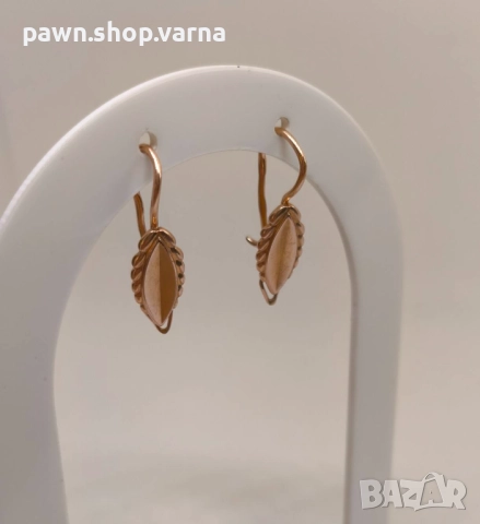 Златни обеци – съветско злато, проба 583, 14 карата, снимка 3 - Обеци - 51852016