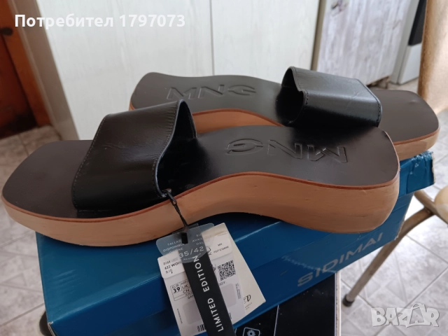 Дървени чехли Mango НОВИ, снимка 4 - Чехли - 52167012