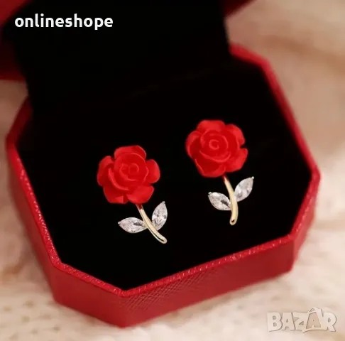Обеци Роза с 22к златно покритие с кутия