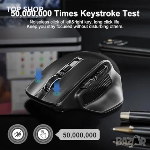 Нова Ергономична Безжична Мишка 5-степен DPI - Идеална за Гейминг, снимка 6 - Клавиатури и мишки - 49509513