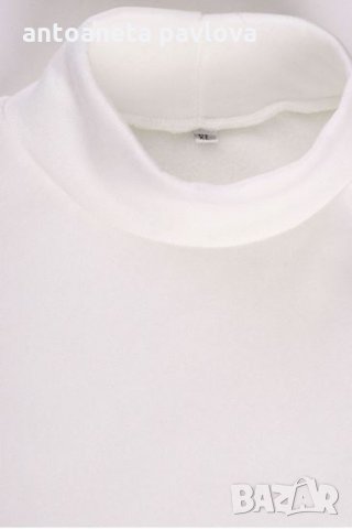 Бяла блуза с  пух на ръкавите, снимка 2 - Блузи с дълъг ръкав и пуловери - 35361462