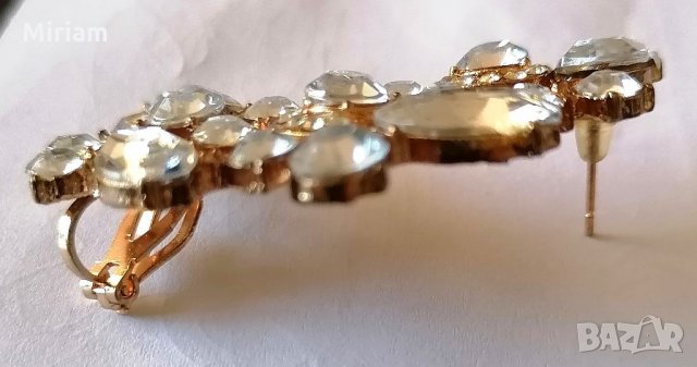 Шикозна обеца за дясно ухо от 9к попълнено злато с австрийски кристали 15 лв. , снимка 5 - Обеци - 7547222