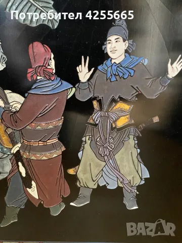 Стара китайска картина стъклопис, снимка 2 - Антикварни и старинни предмети - 48992736