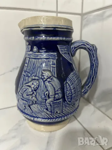 Винтидж керамична кана с кобалтово синя глазура внос Австрия, снимка 8 - Антикварни и старинни предмети - 48153658
