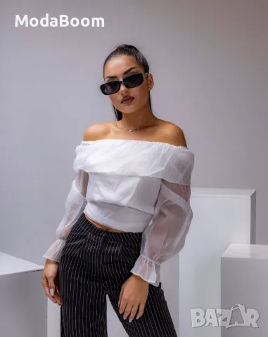 Дамски блузки без рамене | черни и бели , снимка 2 - Блузи с дълъг ръкав и пуловери - 47544137