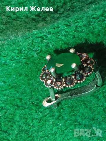 СТАРА СКЪПОЦЕННА СРЕБЪРНА ОБЕЦА СРЕБРО 925 АНГЛИЯ с ФАСЕТИРАН ПЕРИДОТ и МАРКАЗИТИ 48241, снимка 13 - Обеци - 49510561