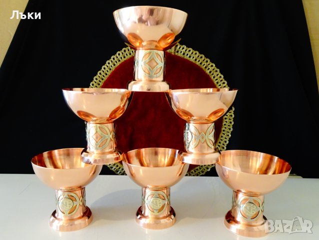 Меден бокал,медна чаша за вино,шампанско. , снимка 3 - Антикварни и старинни предмети - 42936630