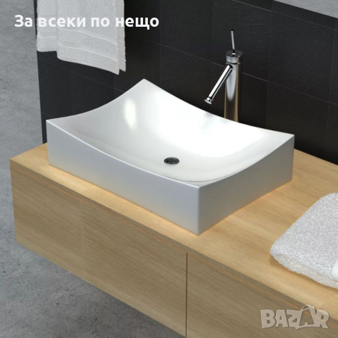 Керамична мивка в силно гланцирано бяло, за баня, снимка 3 - Мивки - 44906402