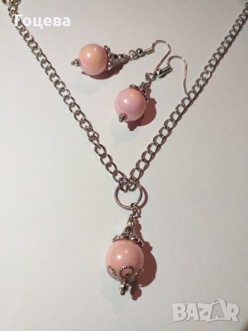 Изящен подаръчен комплект бижута с розови перли !, снимка 10 - Бижутерийни комплекти - 27420300