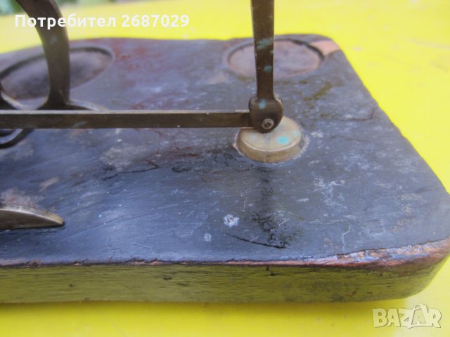 Рядка везна антика -месинг бронз дърво метал с инициали NB, снимка 12 - Антикварни и старинни предмети - 29067096