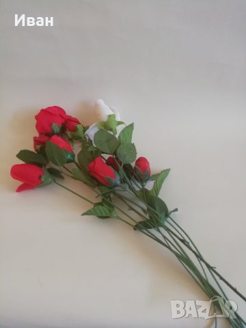 Изкуствени рози, червени и бели, 33 и 49 см - само по телефон!