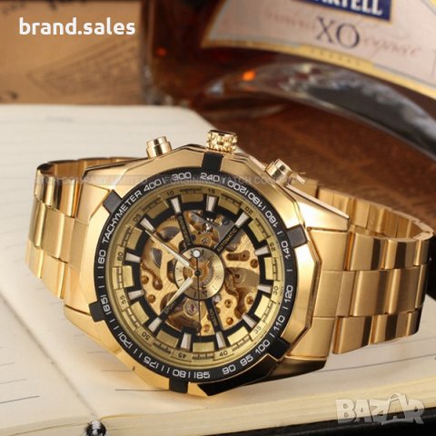 Мъжки механичен часовник в златисто , снимка 4 - Мъжки - 42985570